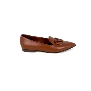 VALENTINO Brown Leather Slipper Pointed Toe Flats 38, 7.5